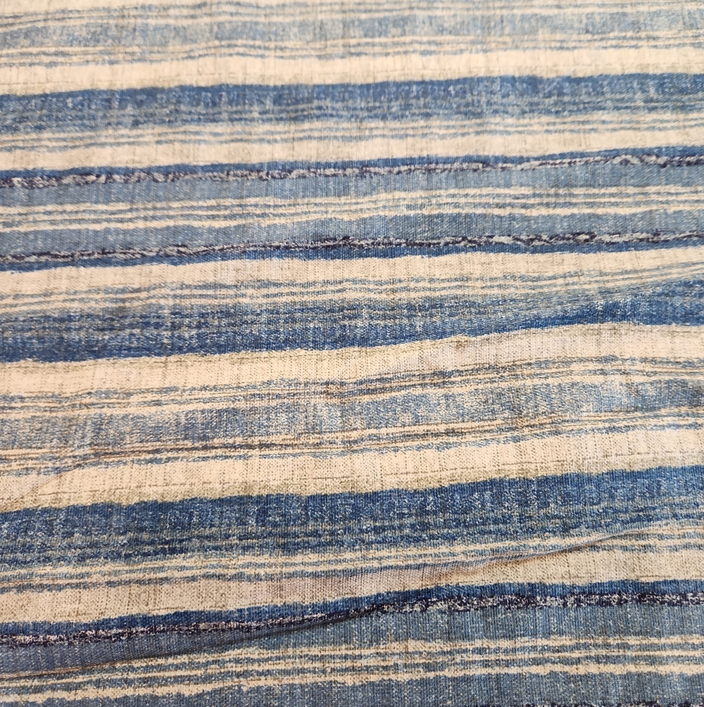 Fabric Blue, Grey and Cream Striped Cotton 1/2 Yard